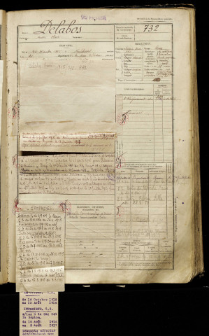 Delabos, André Olivier, né le 22 novembre 1895 à Neufchâtel-en-Bray (Seine-Maritime), classe 1915, matricule n° 732, Bureau de recrutement d'Abbeville