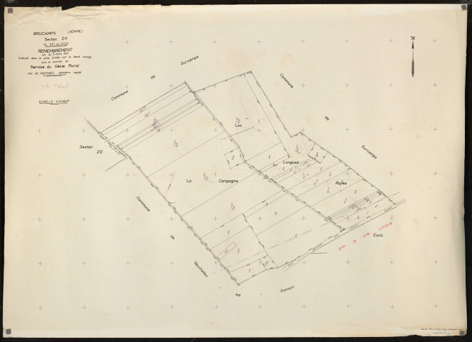 Plan du cadastre rénové - Brucamps : section ZH