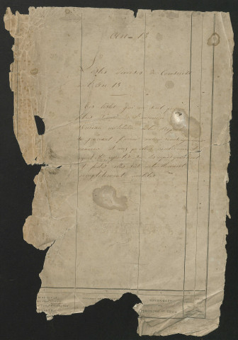 Liste départementale des conscrits, par arrondissement et par canton. - Liste départementale des conscrits, par ordre chronologique. - Liste alphabétique, départementale, fragments. - Note sur l'incendie du bureau militaire de la préfecture. de l'année 1804-1805