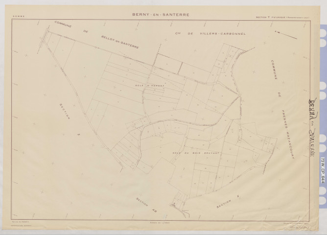 Plan du cadastre rénové - Berny-en-Santerre : section Y