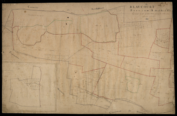 Plan du cadastre napoléonien - Beaucourt-sur-L'hallue (Beaucourt) : Bois de Falise (Le), A