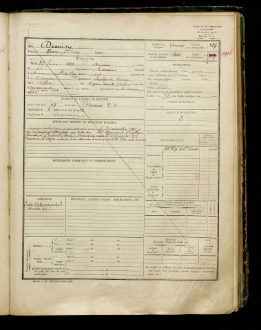 Decoisy, Henri Julien, né le 22 février 1899 à Amiens (Somme), classe 1917, matricule n° 1304, Bureau de recrutement d'Amiens