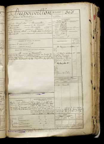 Dupouvillon, Gérard Robert, né le 17 avril 1890 à Bonneville (Somme), classe 1910, matricule n° 363, Bureau de recrutement d'Abbeville