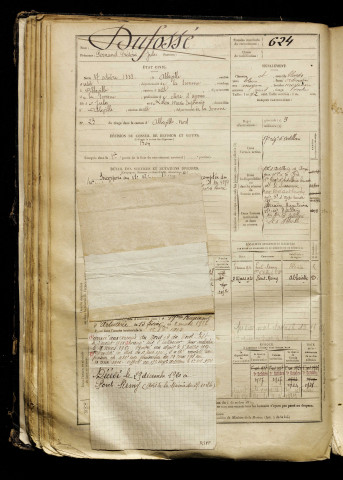 Dufossé, Fernand Frédéric Jules, né le 17 octobre 1883 à Abbeville (Somme), classe 1903, matricule n° 624, Bureau de recrutement d'Abbeville