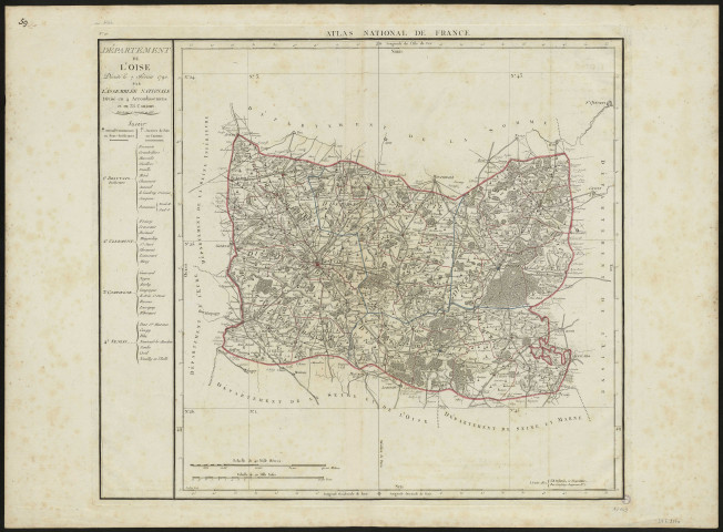 Atlas National de France. Département de l'Oise. Décrété le 7 février 1790 par l'Assemblée Nationale divisé en 4 Arrondissemens et en 35 cantons