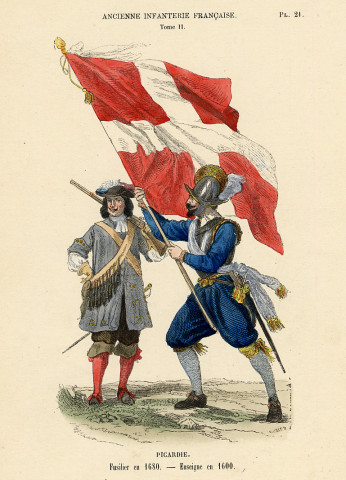 Ancienne infanterie française : Picardie. Soldat en 1710 - Soldat en 1777, Officier en 1789 - Grenadier en 1789, Fusilier en 1680 - Enseigne en 1600