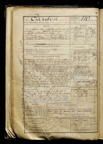 Cardon, Pierre Louis Henri Jules, né le 08 février 1899 à Noyelles-en-Chaussée (Somme), classe 1919, matricule n° 110, Bureau de recrutement d'Abbeville