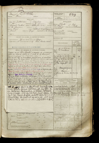 Braut, Henri, né le 23 juillet 1900 à Rosières-en-Santerre (Somme), classe 1920, matricule n° 649, Bureau de recrutement de Péronne
