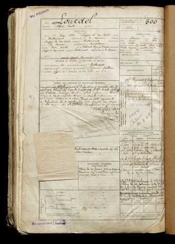 Lourdel, Alfred Emile, né le 11 mai 1896 à Longpré-les-Corps-Saints (Somme), classe 1916, matricule n° 500, Bureau de recrutement d'Abbeville