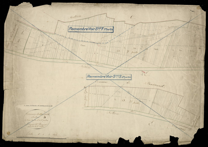 Plan du cadastre napoléonien - Pierrepont-sur-Avre (Pierrepont) : D2 et D3