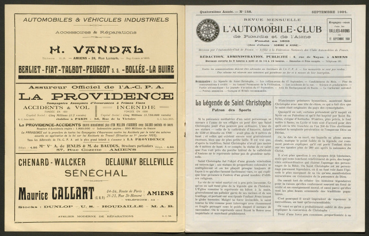 Automobile-club de Picardie et de l'Aisne. Revue mensuelle, 158, septembre 1924
