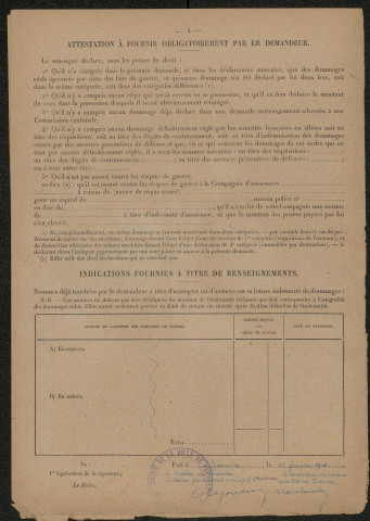 Péronne. Demande d'indemnisation des dommages de guerre : dossier Ville de Péronne (Passerelle au dessus de la gare)