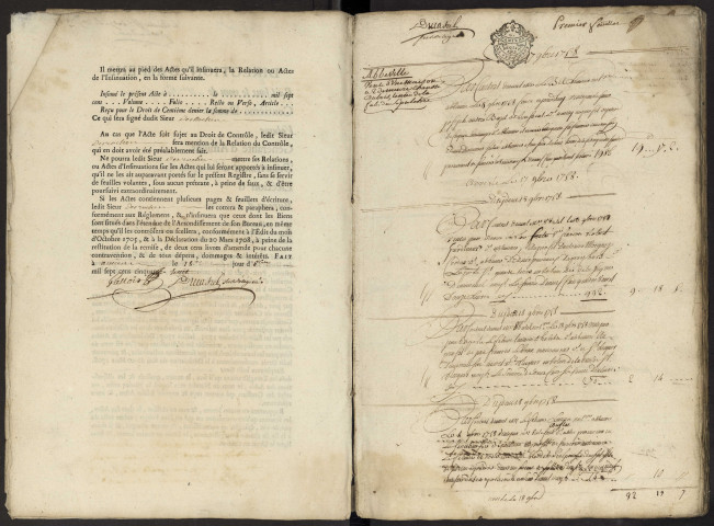 Centième denier du bureau d'Abbeville pour la période du 17 novembre 1758 au 16 avril 1760