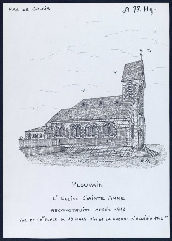 Plouvain (Pas-de-Calais) : l'église Sainte-Anne reconstruite après 1918 - (Reproduction interdite sans autorisation - © Claude Piette)