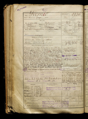 Yverne, Maxime Georges, né le 02 mars 1899 à Toutencourt (Somme), classe 1919, matricule n° 1156, Bureau de recrutement d'Abbeville