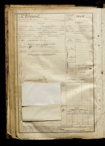 Clément, Auguste Félix Eugène, né le 08 février 1879 à Beaucamps-le-Vieux (Somme), classe 1899, matricule n° 1404, Bureau de recrutement d'Amiens