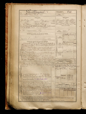 Guillemont, Albert Marie Florent, né le 30 juin 1872 à Roye (Somme), classe 1892, matricule n° 246, Bureau de recrutement de Péronne