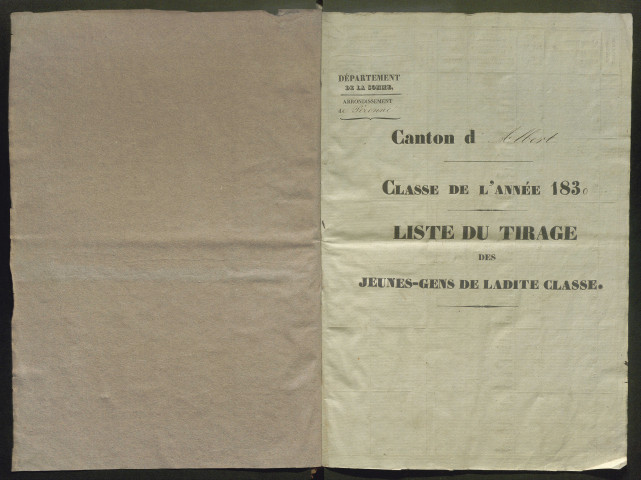 Tirage au sort (arrondissement de Péronne) de l'année 1830