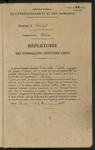 Répertoire des formalités hypothécaires, du 29/02/1860 au 23/05/1860, volume n° 95 (Conservation des hypothèques de Doullens)