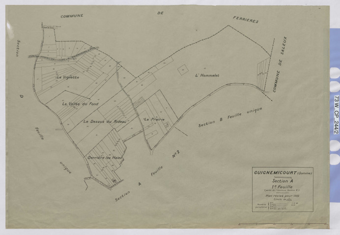 Plan du cadastre rénové - Guignemicourt : section A1