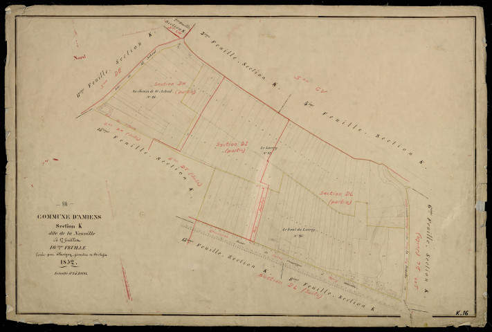 Plan du cadastre napoléonien - Amiens : Neuville (La), K16