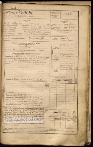 Lorson, Louis Alfred, né le 07 juillet 1869 à Miannay (Somme), classe 1889, matricule n° 443, Bureau de recrutement d'Abbeville
