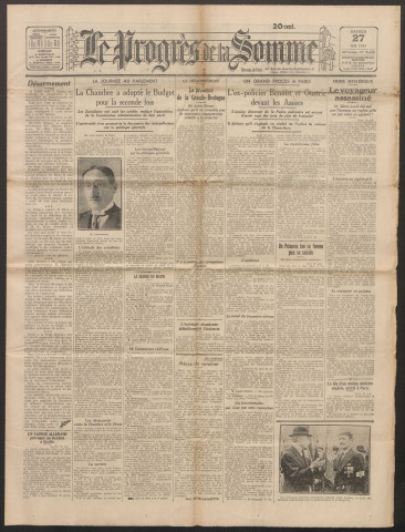 Le Progrès de la Somme, numéro 19630, 27 mai 1933