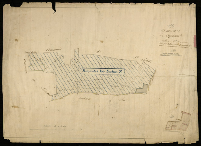 Plan du cadastre napoléonien - Cizancourt : Valée (La), A et partie développée de A