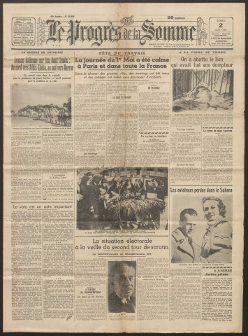 Le Progrès de la Somme, numéro 20688, 2 mai 1936