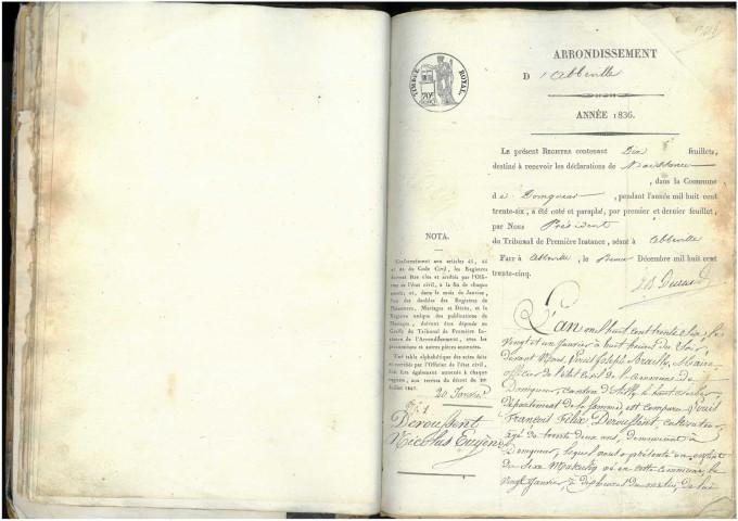 Domqueur : naissances (1836-1839)