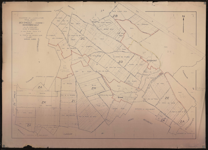 Plan du cadastre rénové - Boismont : section PE2