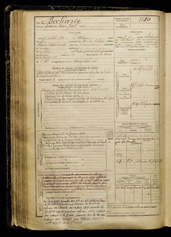 Decharte, Maurice Xavier Joseph, né le 17 juillet 1882 à Béthune (Pas-de-Calais), classe 1902, matricule n° 1180, Bureau de recrutement d'Amiens
