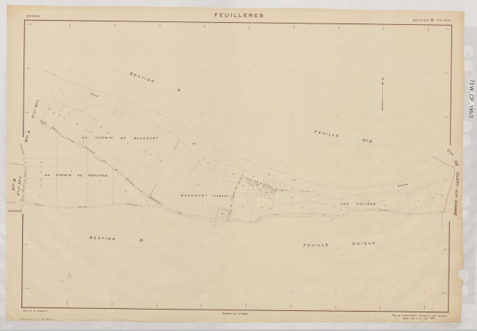 Plan du cadastre rénové - Feuillères : section B2