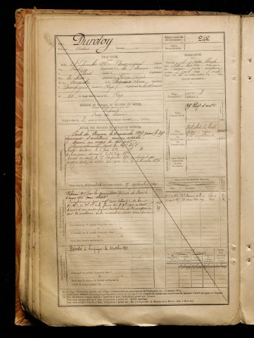 Durotoy, Arsène, né le 24 décembre 1872 à Beuvraignes (Somme), classe 1892, matricule n° 242, Bureau de recrutement de Péronne