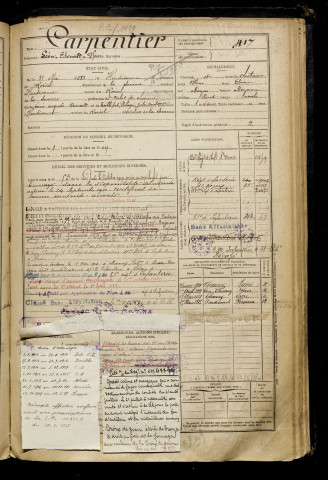 Carpentier, Léon Edouard Henri, né le 31 mai 1888 à Heudicourt (Somme), classe 1908, matricule n° 417, Bureau de recrutement de Péronne