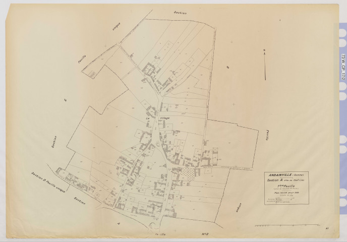 Plan du cadastre rénové - Andainville : section A1