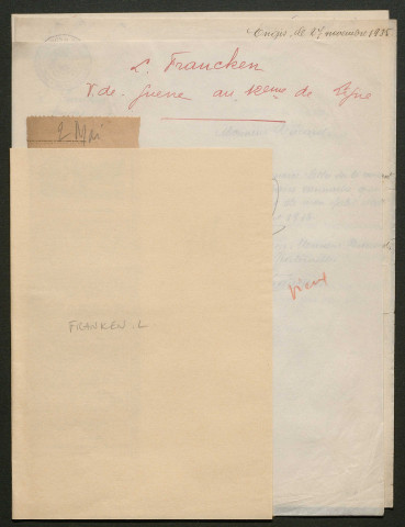 Témoignage de Francken, L. et correspondance avec Jacques Péricard
