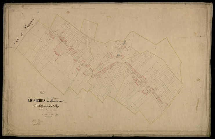 Plan du cadastre napoléonien - Lignieres-en-Vimeu (Lignières hors Fouancourt) : développement du village