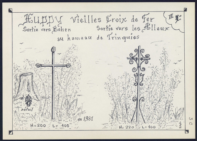Huppy : vieilles croix de fer au hameau de Trinquies, sortie vers Béhen et vers les Alleux - (Reproduction interdite sans autorisation - © Claude Piette)
