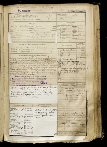 Chantriaux, Marcel Paul Emile, né le 28 novembre 1896 à Amiens (Somme), classe 1916, matricule n° 787, Bureau de recrutement d'Amiens