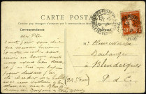 Carte adressée par Victor Bardoux à son beau-père M. Cleenewerck, boulanger à Blendecques (Pas-de-Calais)