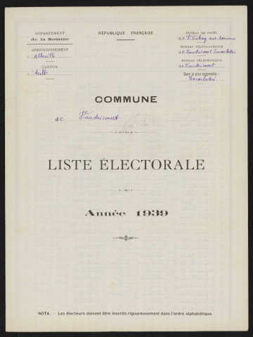 Liste électorale : Vaudricourt