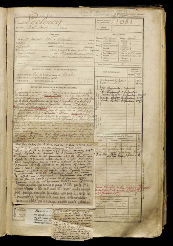 Leclercq, Paul Louis, né le 19 janvier 1895 à Chaulnes (Somme), classe 1915, matricule n° 1081, Bureau de recrutement d'Amiens