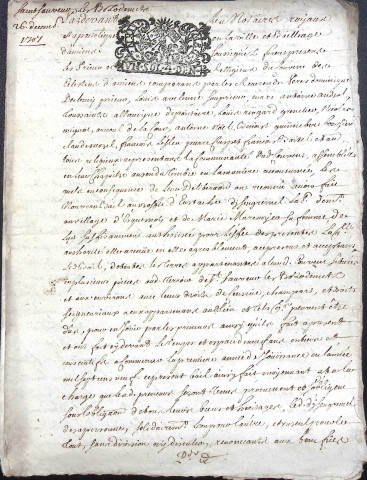 Etude de Me Jean Duval à Amiens (étude n°8). Minutes de l'année 1707