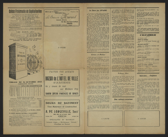 Bulletin mensuel de l'amicale des supporters de l'Amiens Athlétic Club (nouvelle édition) - Saison 1933-1934