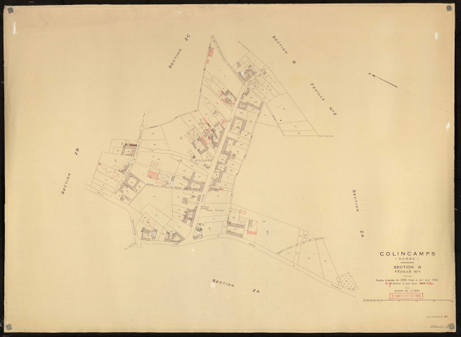 Plan du cadastre rénové - Colincamps : section B1