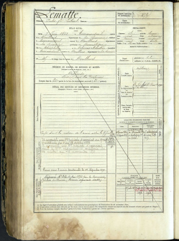 Lematte, Jules François Liëbert, né le 7 juin 1861 à Terramesnil (Somme, France), classe 1881, matricule n° 479, Bureau de recrutement d'Abbeville