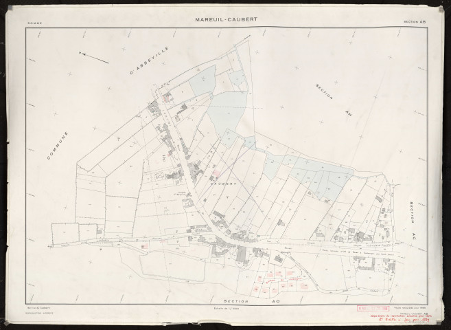 Plan du cadastre rénové - Mareuil-Caubert : section AB