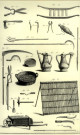 "Agriculture, jardinage". Outils agricoles et de jardins : planche extraite de l'Encyclopédie de Diderot