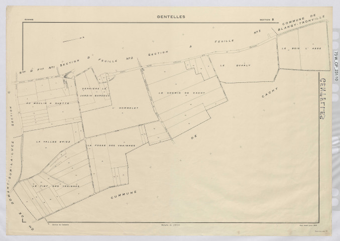 Plan du cadastre rénové - Gentelles : section B